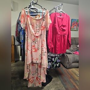 Floral Off-Shoulder High/Low Dress